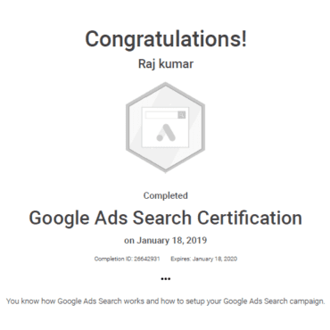 google search ad certificate
