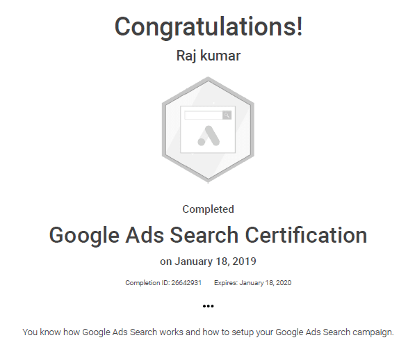 google search ad certificate